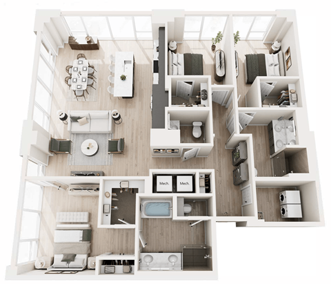 Floor plan for 3 beds, 2 baths, 1698 sqft